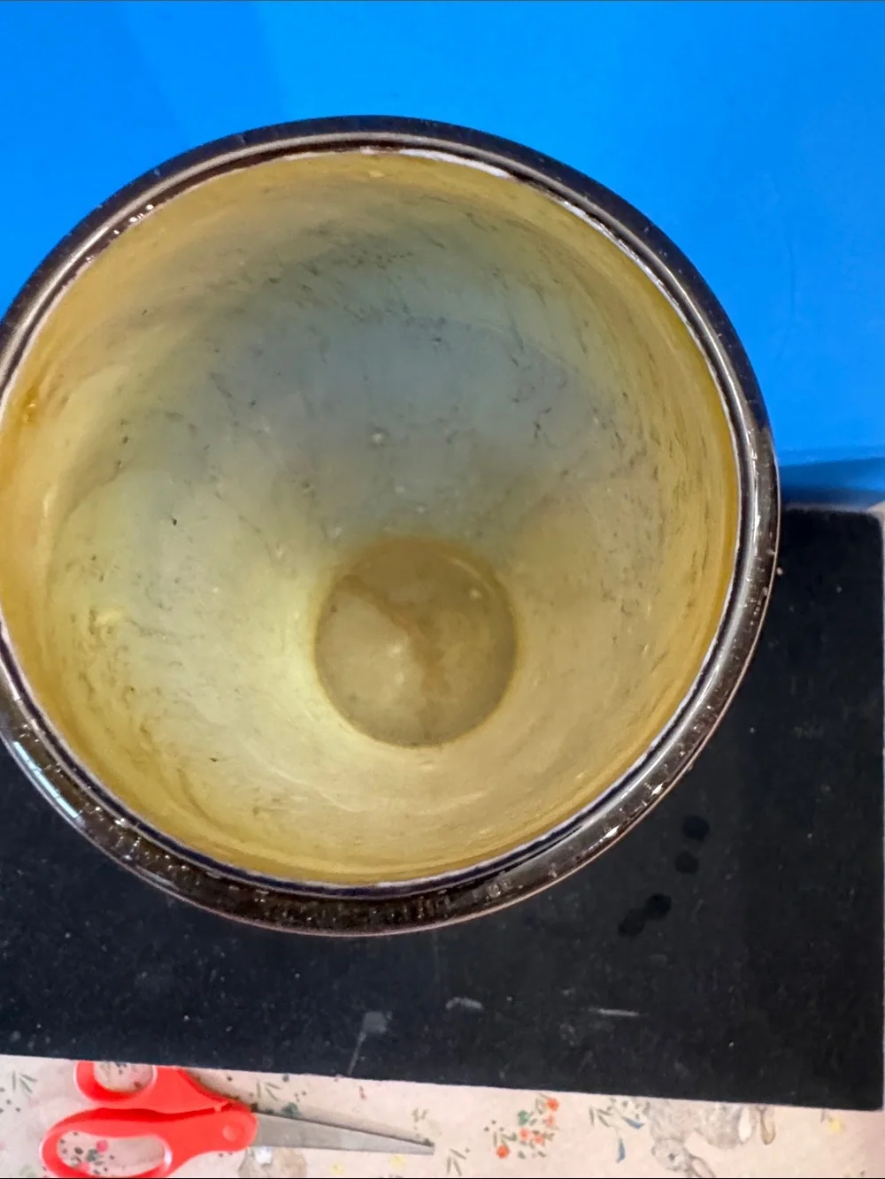 Cylindrical Amber or Yellow glass vase, handcrafted.  mid-century in style.